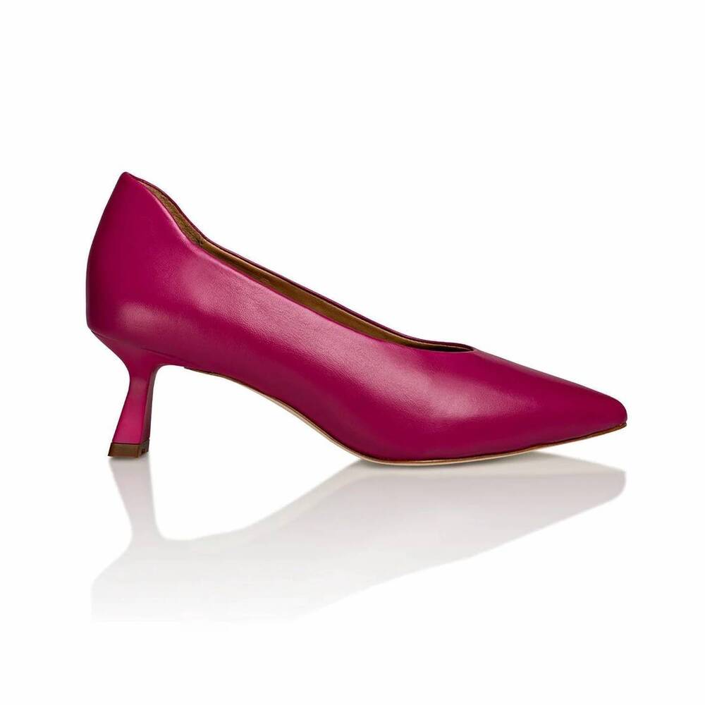 NEW JOAN OLOFF women's celine kitten heel pump in pink nappa